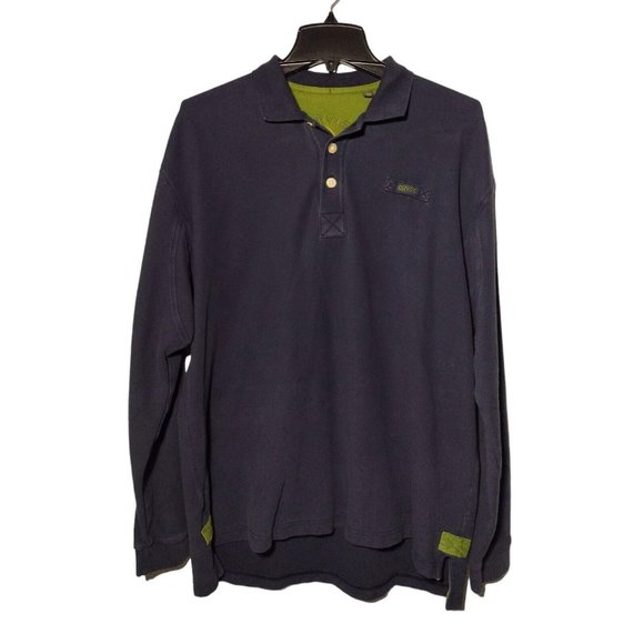 Orvis Shirts Orvis Mens Thick Knit Polo Shirt Size L Blue Long